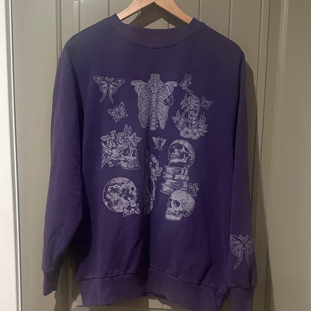 MIGHTY FINE Skull Florals Sweatshirt M